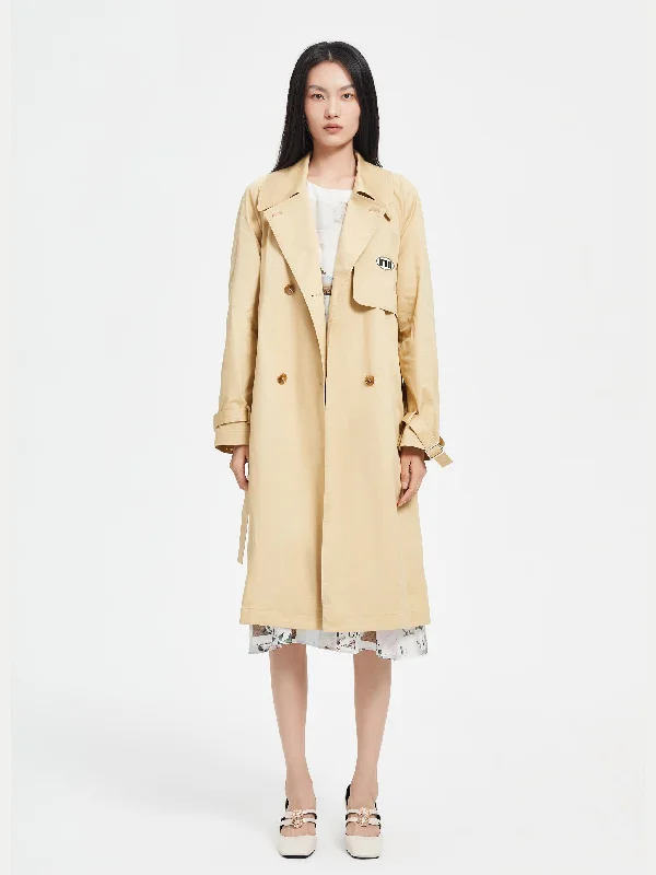 Beige Logo Wrap Trench Coat