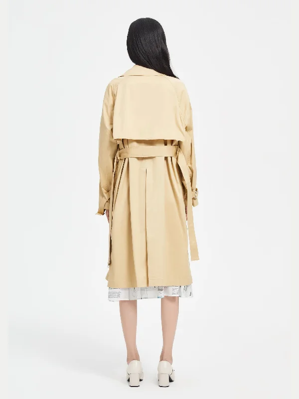 Beige Logo Wrap Trench Coat