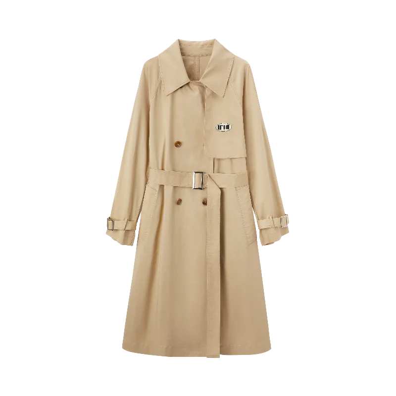 Beige Logo Wrap Trench Coat