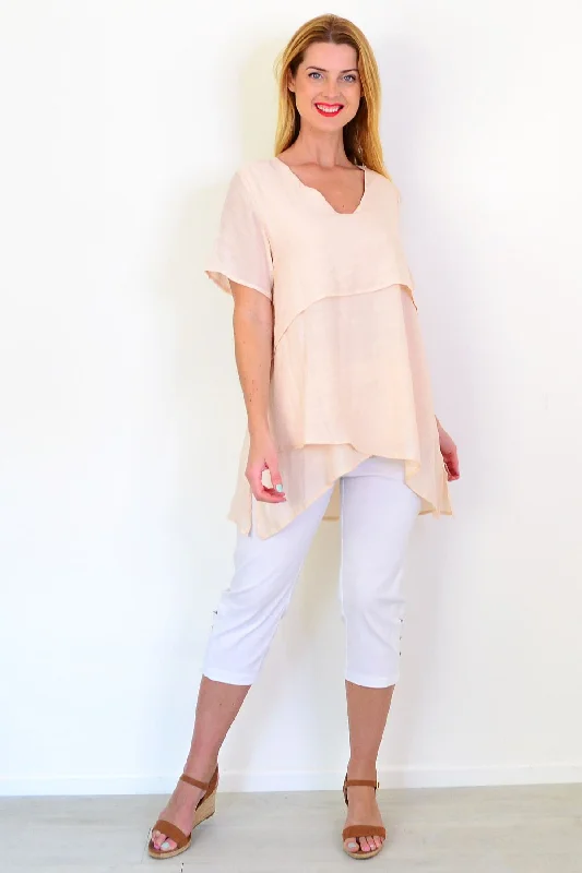 Bisque Weekend Layered Tunic Blouse