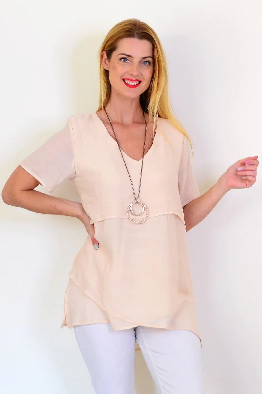 Bisque Weekend Layered Tunic Blouse