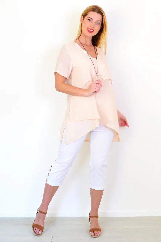 Bisque Weekend Layered Tunic Blouse