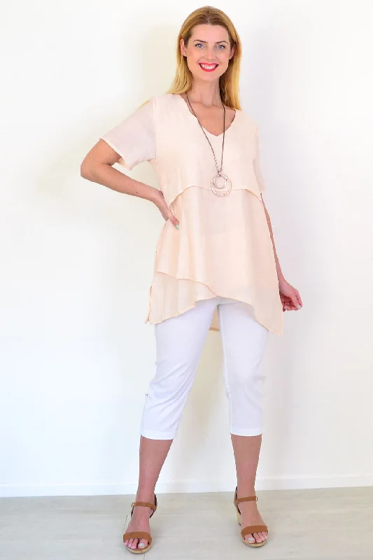 Bisque Weekend Layered Tunic Blouse