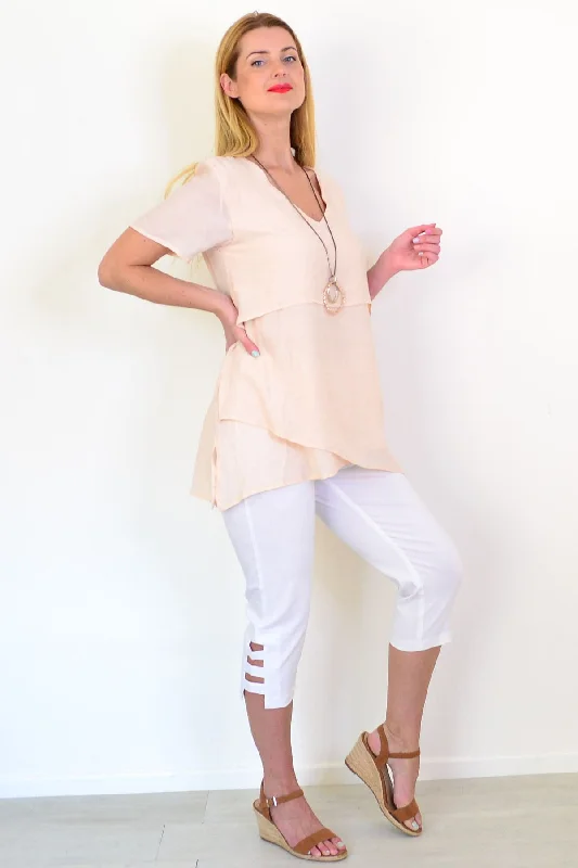 Bisque Weekend Layered Tunic Blouse