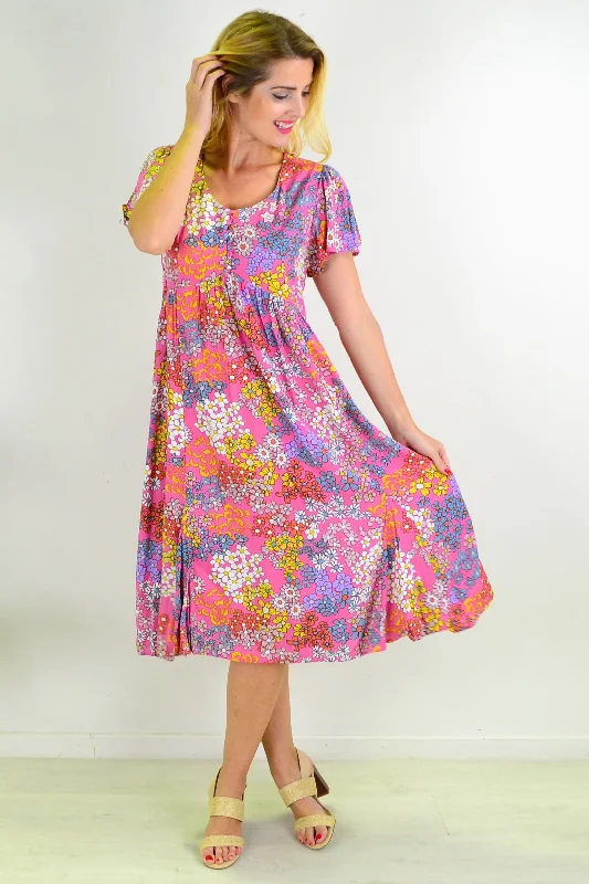 Bouquet Flutter Sleeve Shift Dress Tunic