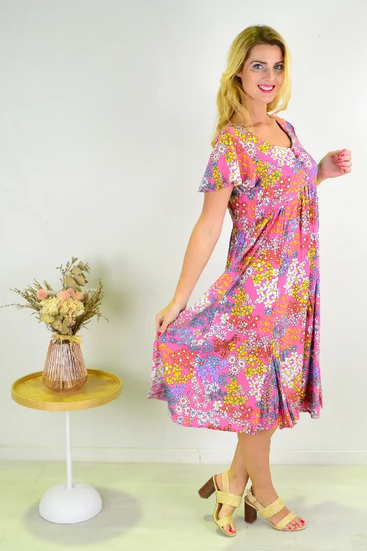 Bouquet Flutter Sleeve Shift Dress Tunic