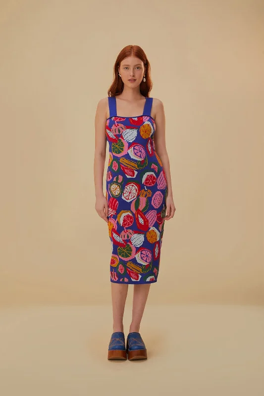 Colorful Salad Knit Midi Dress