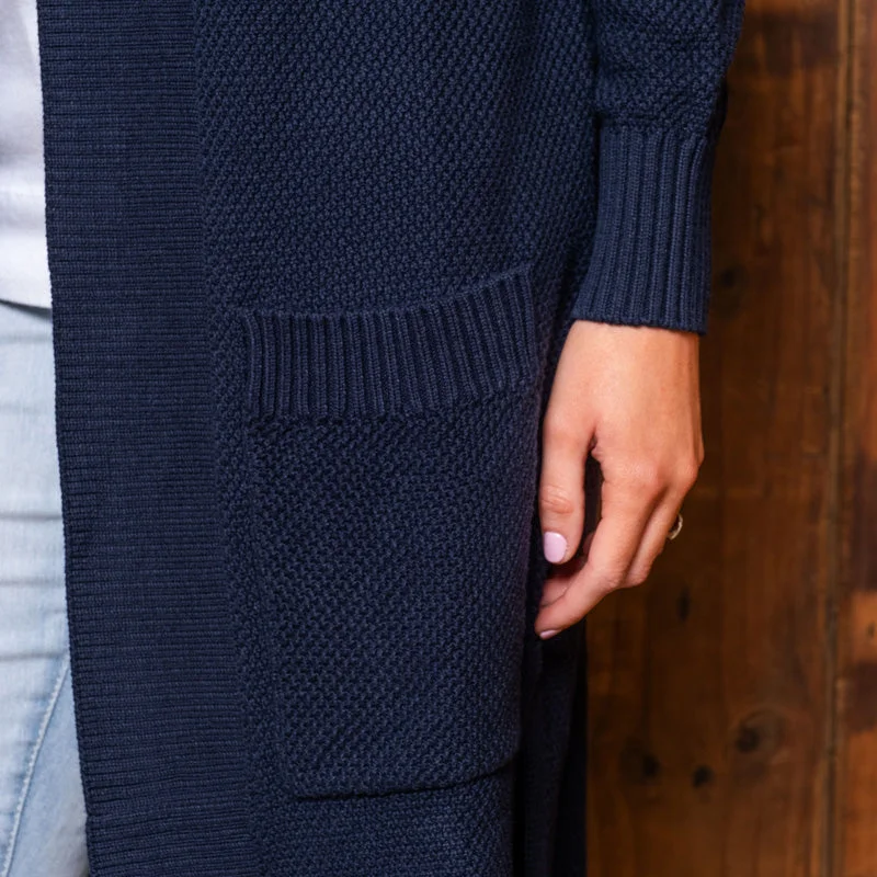 Cosy Moss Stitch Maxi Cardigan Midnight