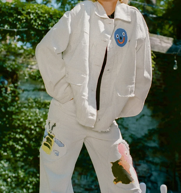 Cream Smiley Chore Jacket