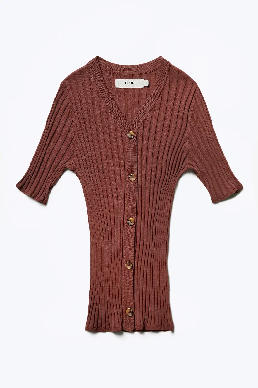 Delay Short Sleeve Knit Shirt Cocoa