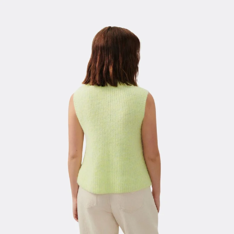 East Knit Cardigan Vest (Lime Melange)