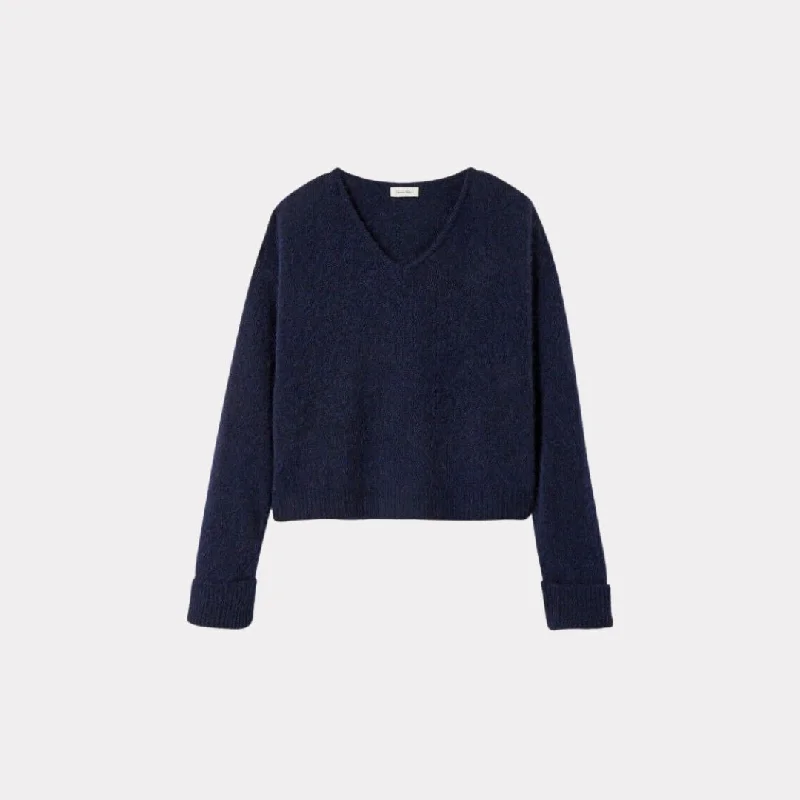 East V-Neck Knit Jumper (Navy Melange)