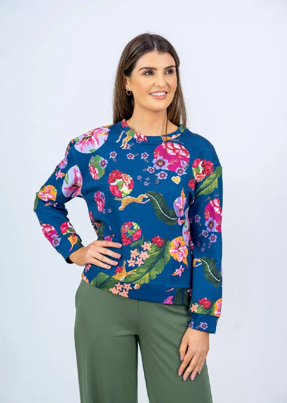 Emily Lovelock Navy Floral Sweatshirt