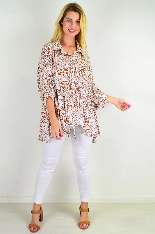 Giraffe Print Relaxed Fit Tunic Blouse