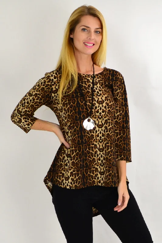 Hi Low Hem Camel Cheetah Tunic Top