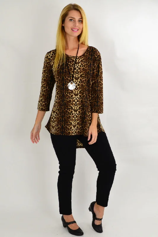 Hi Low Hem Camel Cheetah Tunic Top