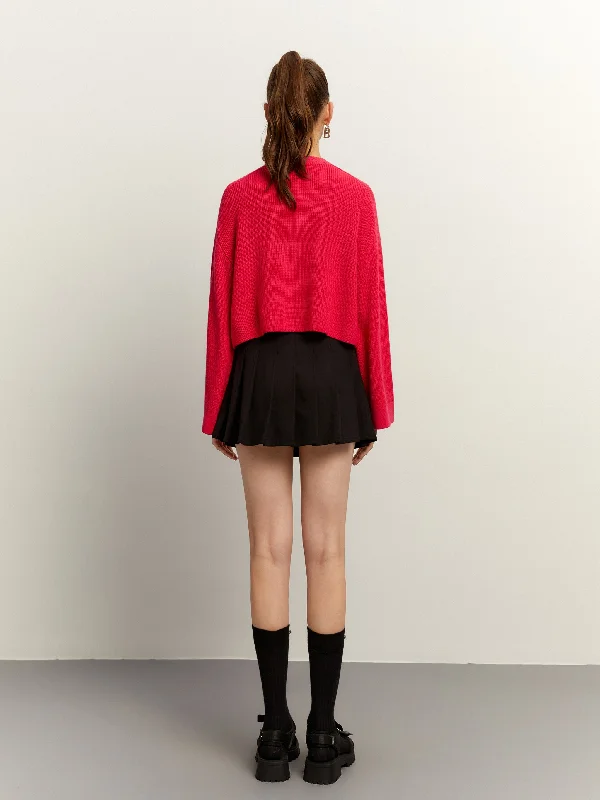 Hot Pink Cropped Wool Cardigan