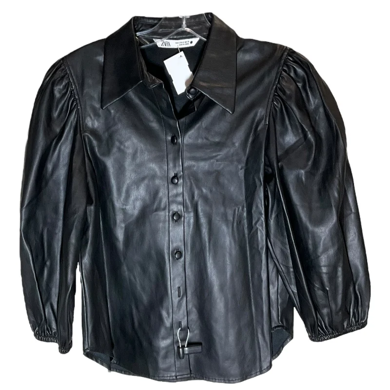 Jacket Leather By Zara Basic In Black, Size: S