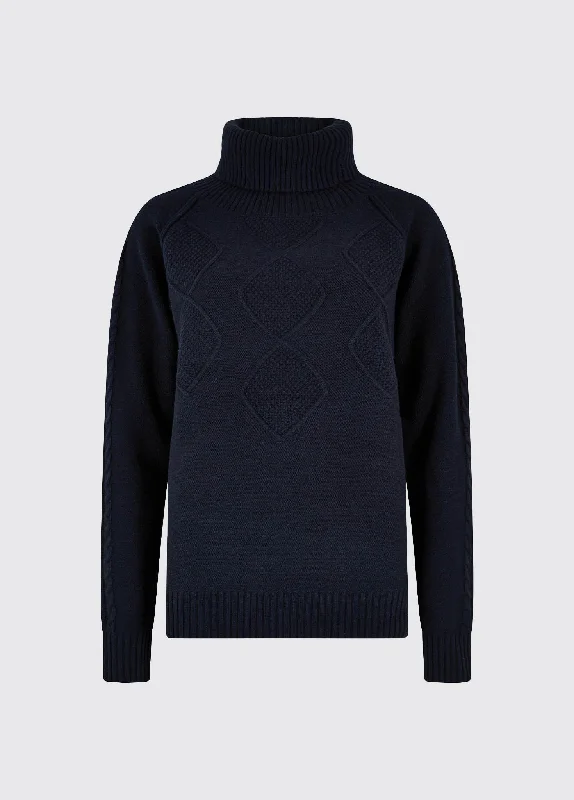 Belleek Chunky Roll Neck Sweater - Navy