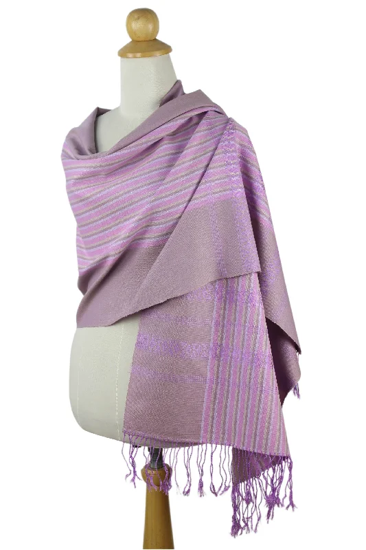 Lavender Symphony Cotton Shawl from Thailand