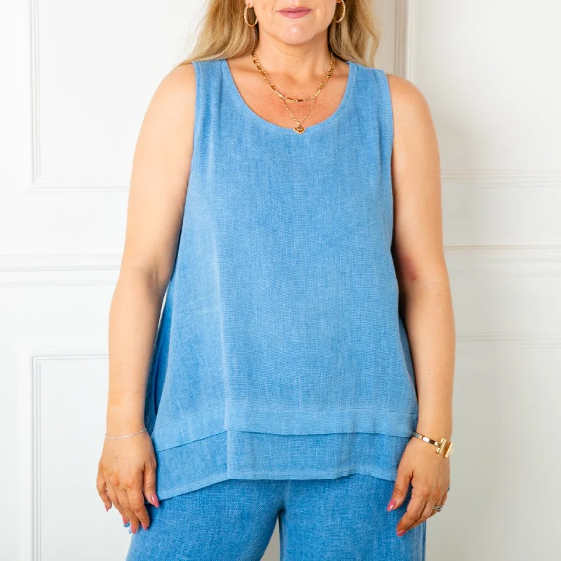 Linen Blend Drop Hem Vest Top