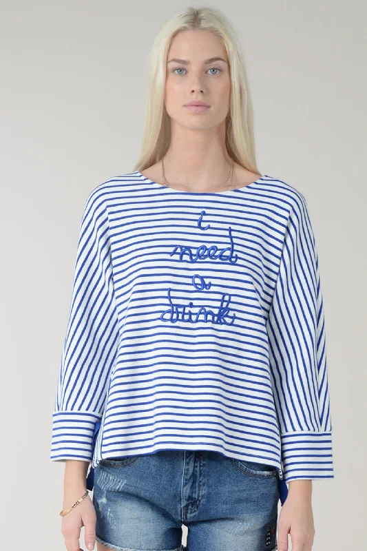 Molly Bracken Marine Stripe Slogan Top