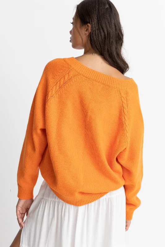 Moonstone Oversized V Neck Orange