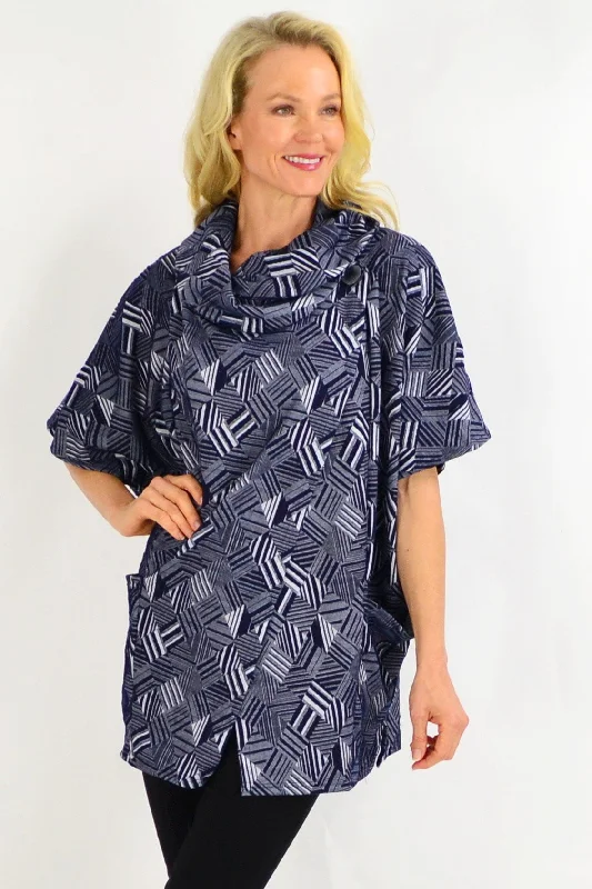 Navy Stripe Diamond Tunic Top