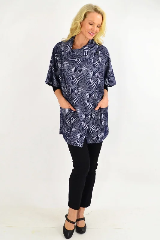 Navy Stripe Diamond Tunic Top