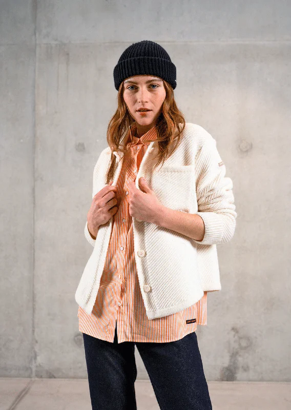 ORTHEZ - Short Buttoned Jacket With Short Collar For Woman | 100% Wool (IVORY)