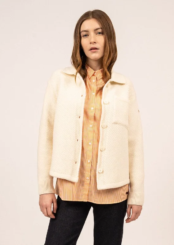 ORTHEZ - Short Buttoned Jacket With Short Collar For Woman | 100% Wool (IVORY)