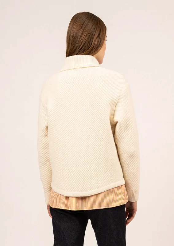 ORTHEZ - Short Buttoned Jacket With Short Collar For Woman | 100% Wool (IVORY)