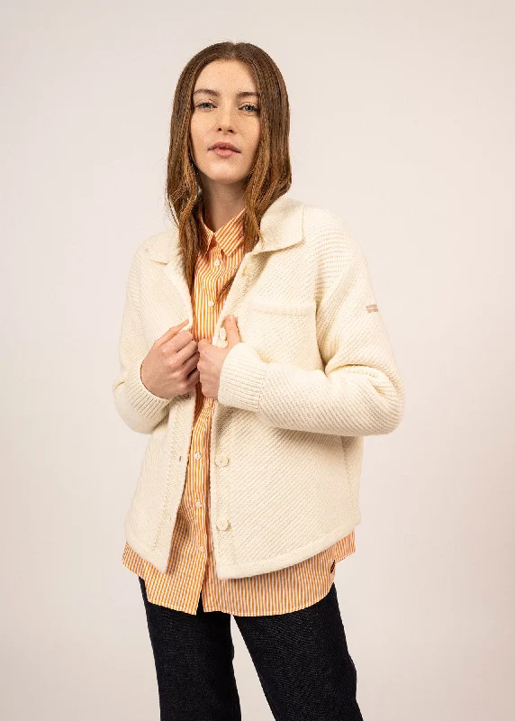 ORTHEZ - Short Buttoned Jacket With Short Collar For Woman | 100% Wool (IVORY)