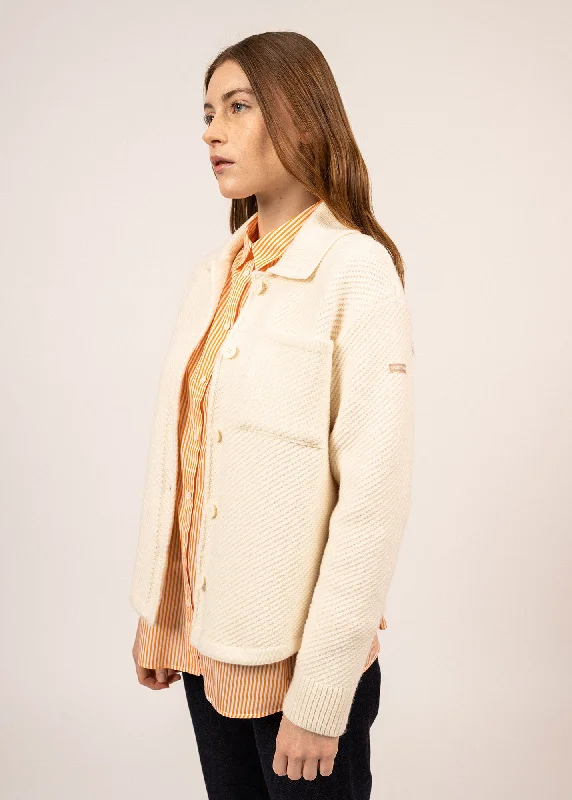 ORTHEZ - Short Buttoned Jacket With Short Collar For Woman | 100% Wool (IVORY)