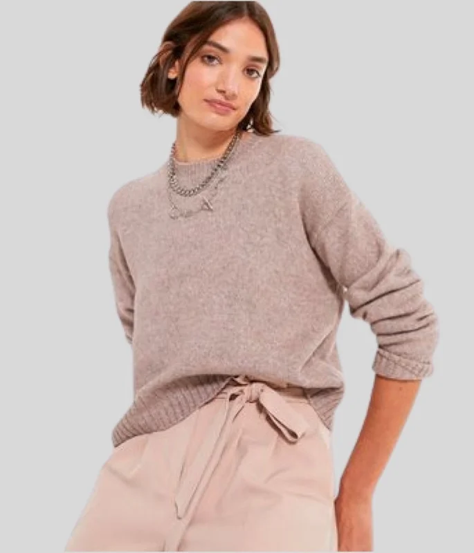 Pale Pink Fine Knit Cropped Jumper