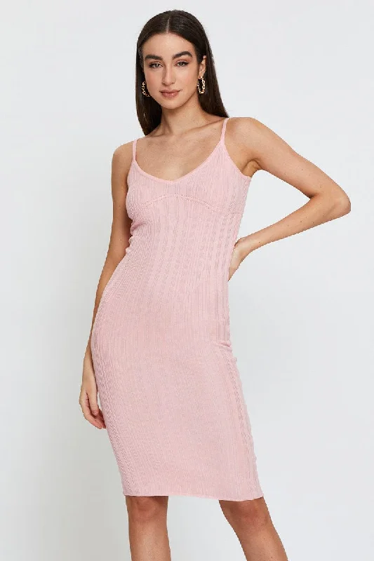 Pink Midi Dress Knit