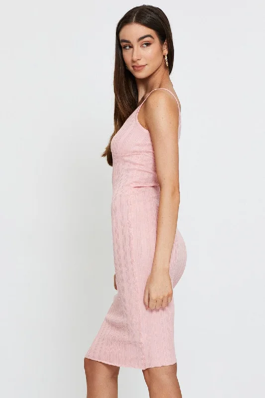 Pink Midi Dress Knit