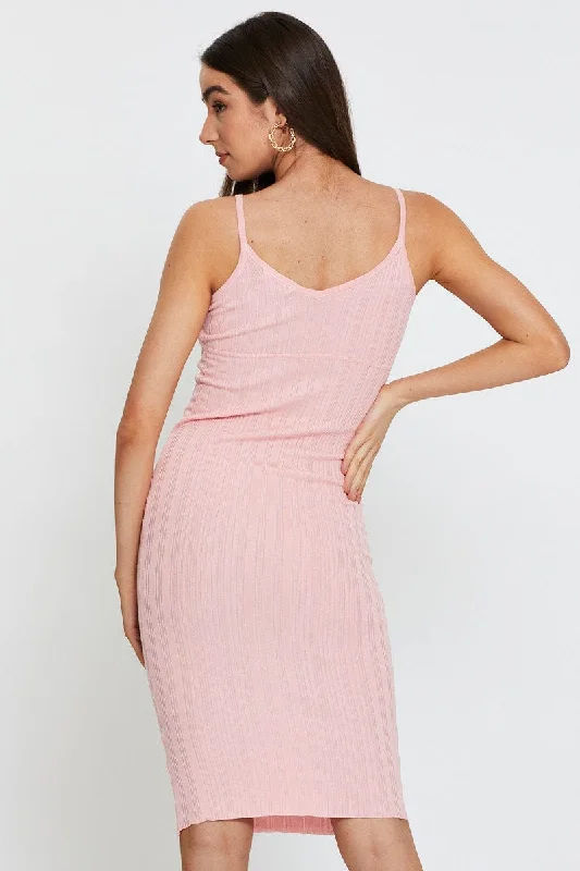 Pink Midi Dress Knit