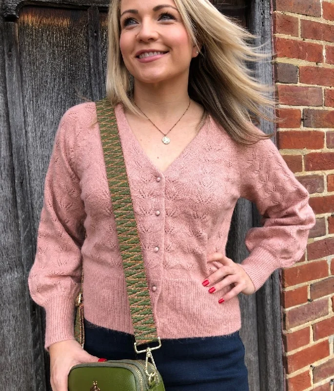 Pink Pointelle Knit Cardigan