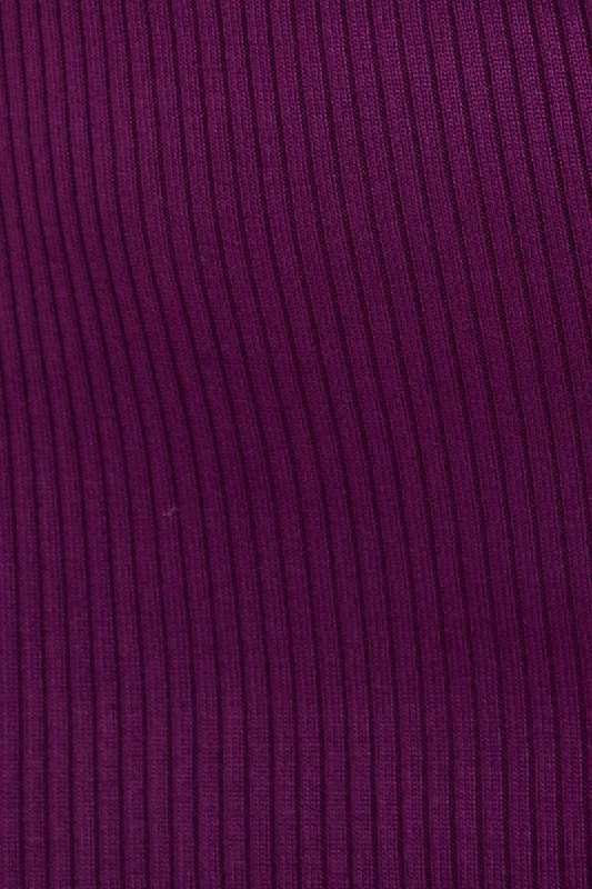 Purple Knit Midi Dress Sleeveless Scoop Neck Bodycon Rib