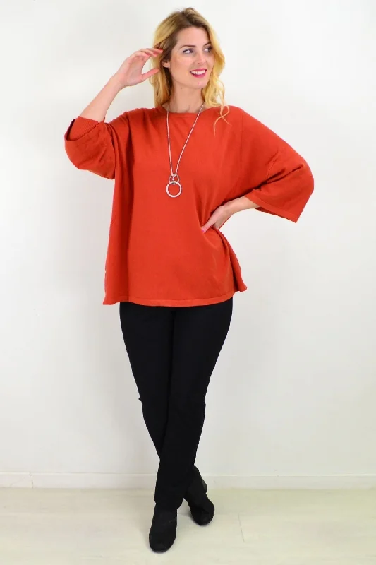 Rust Debs Double Sleeve Tunic Jumper