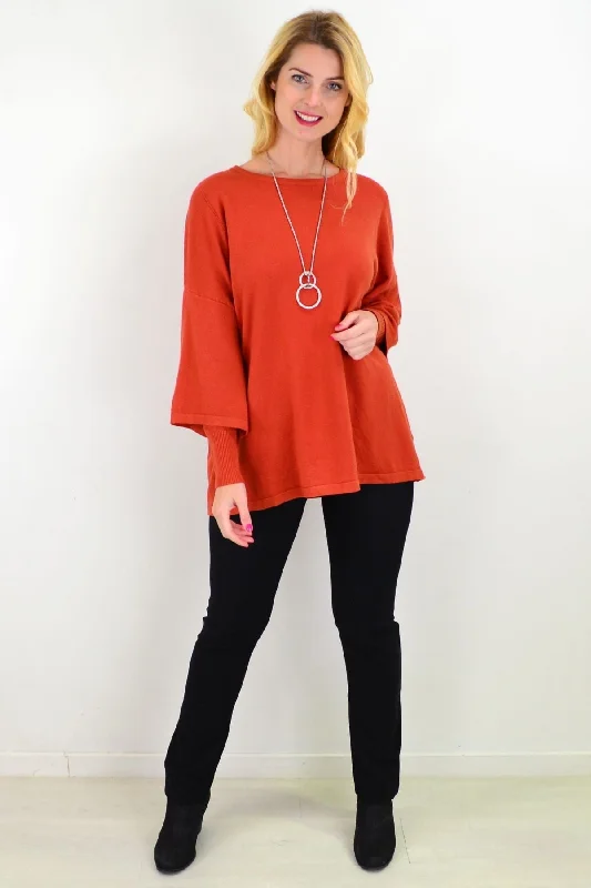 Rust Debs Double Sleeve Tunic Jumper