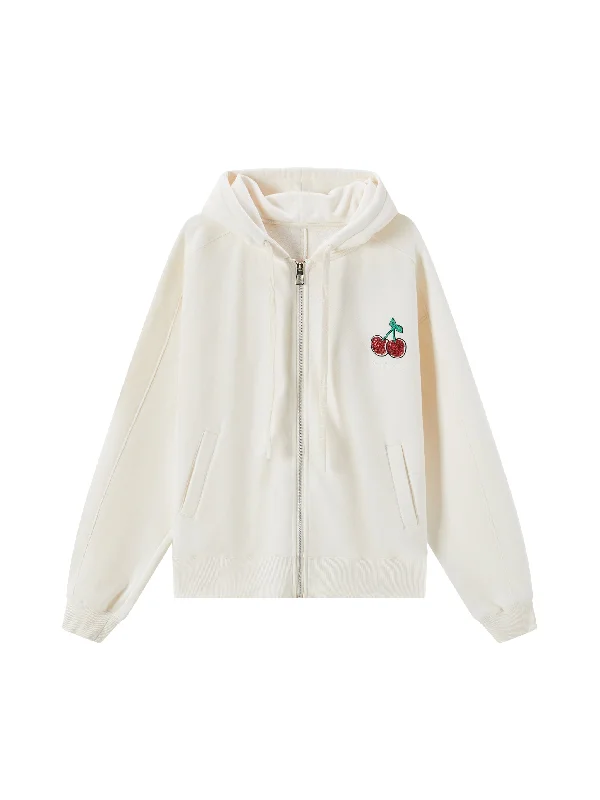 Sequined Cherry Zipped Hoodie