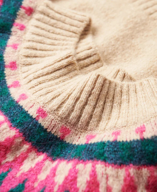 Slouchy Pattern Knit Jumper | Ecru Fairisle