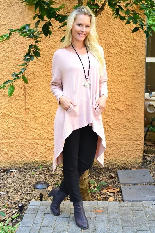 Soft Pink Heidi Hi Low Tunic Jumper