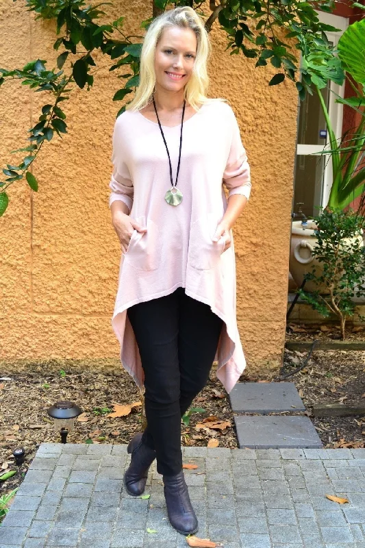 Soft Pink Heidi Hi Low Tunic Jumper