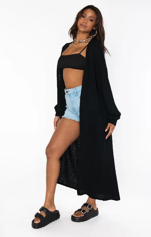 Sunset Long Cardi ~ Black Knit