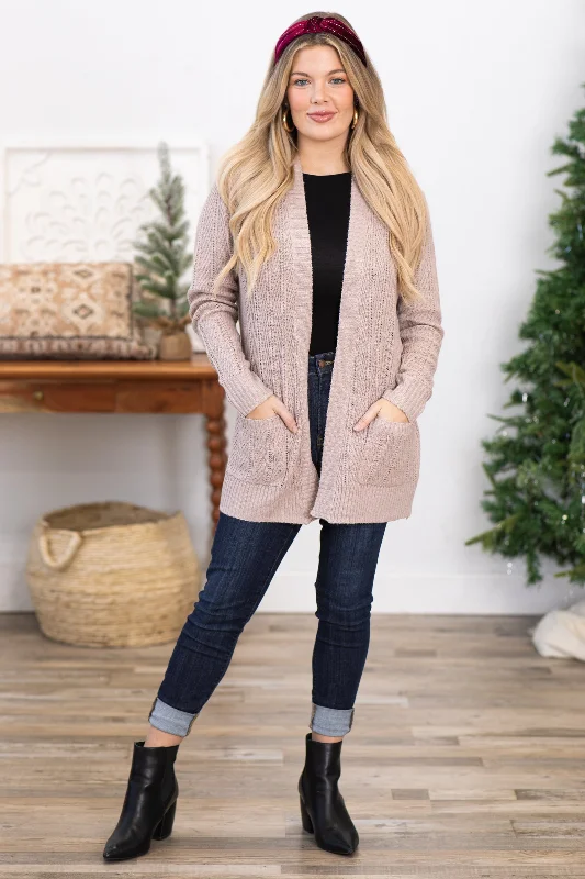 Taupe Ribbed Cardigan