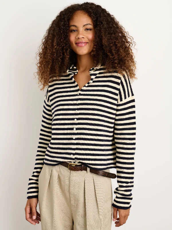 Taylor Striped Cardigan in Cotton Cashmere