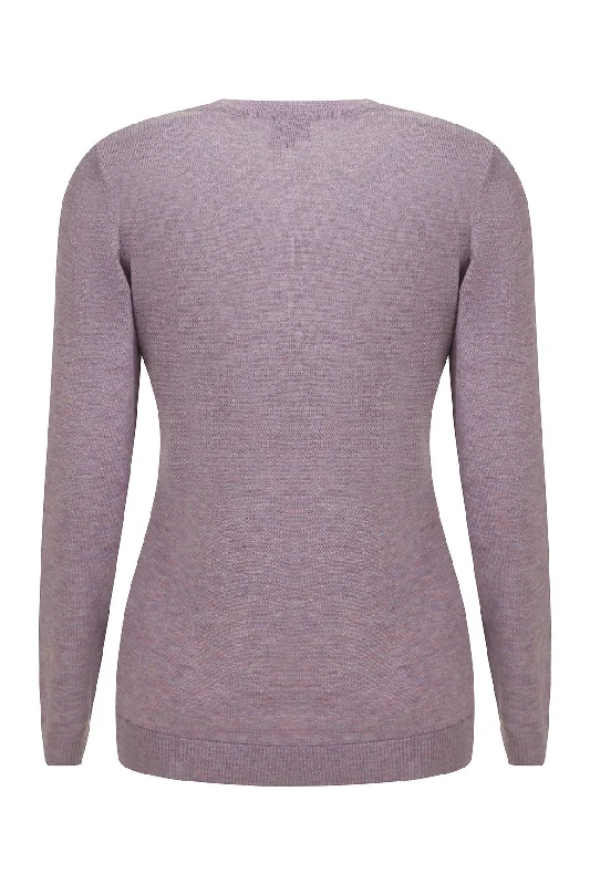 Touch of Wool V Neck Jumper | LILAC MARLE | 6345ZR